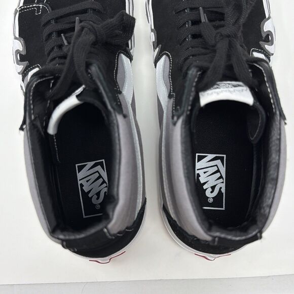 Vans Sk8-Hi Shoes Mens Size 11 Gray Black White Flame High Top Skate Sneakers main image 5